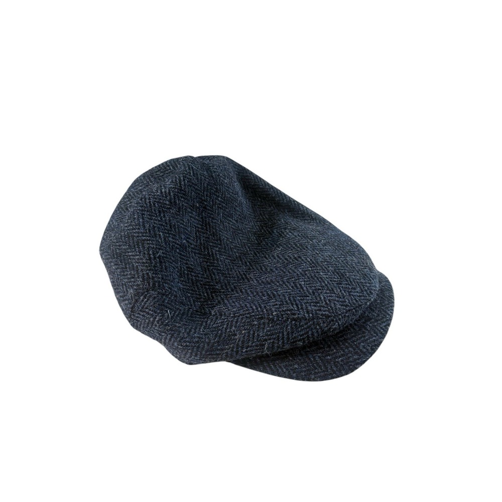 House of Bruar Harris Tweed Flat Cap Mens M 7 1/8 Blue Houndstooth Wool Hat